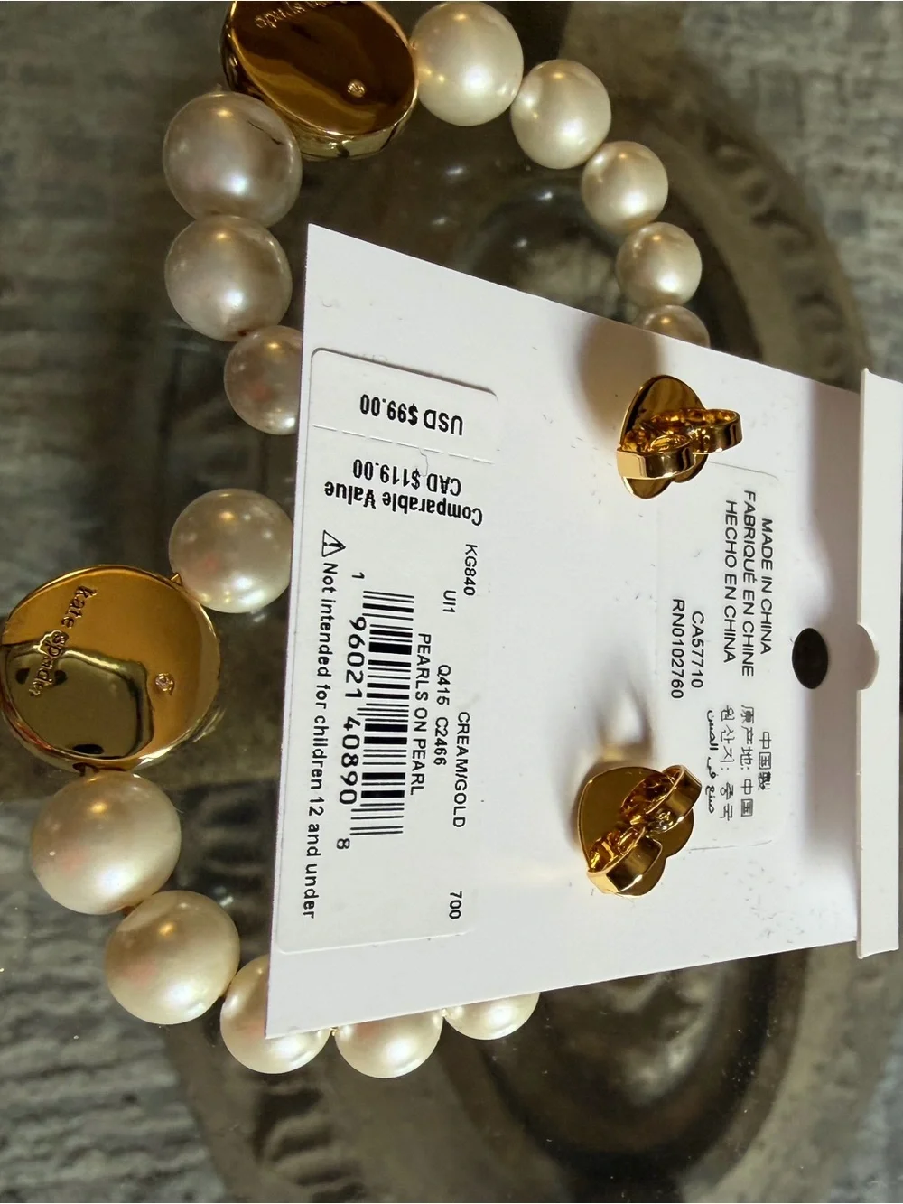 kate spade Cream Pearl Stretch earrings - Picture 4 of 4